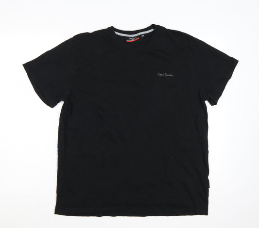 Pierre Cardin Men's Black Crew Neck Cotton T-Shirt XXL