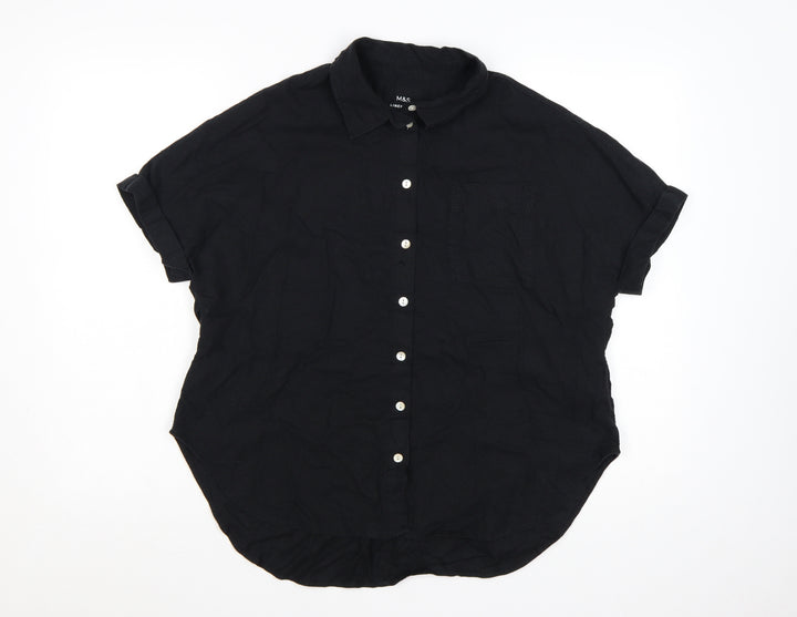 Marks and Spencer Women’s Black Linen Blend Button-Up Shirt Size 8