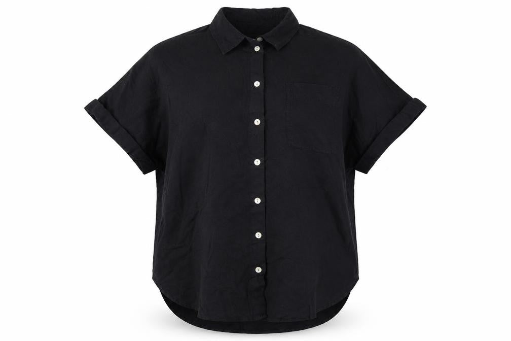 Marks and Spencer Women’s Black Linen Blend Button-Up Shirt Size 8