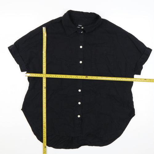 Marks and Spencer Women’s Black Linen Blend Button-Up Shirt Size 8