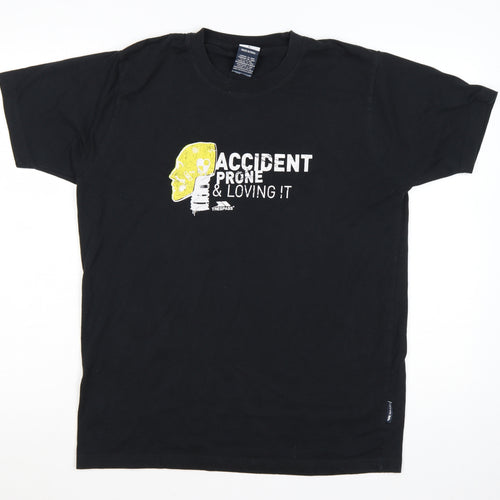 Trespass Men's Black Graphic T-Shirt L Polyester Cotton Crew Neck
