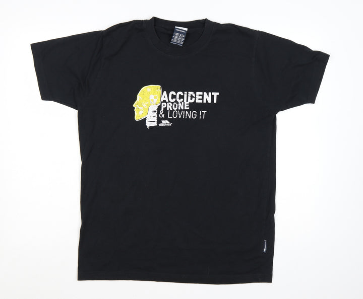 Trespass Men's Black Graphic T-Shirt L Polyester Cotton Crew Neck