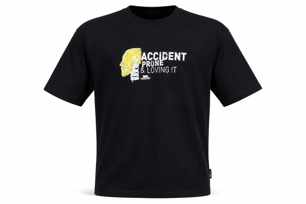 Trespass Men's Black Graphic T-Shirt L Polyester Cotton Crew Neck