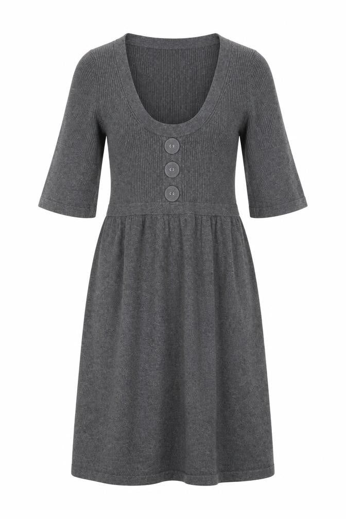 French Connection Women’s Grey Knit Fit & Flare Dress Size 10