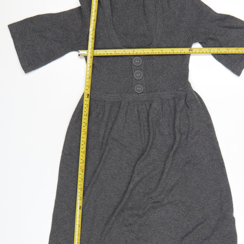 French Connection Women’s Grey Knit Fit & Flare Dress Size 10