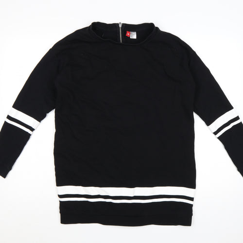 H&M Divided Womens Black White Long Sleeve Pullover Sweatshirt S