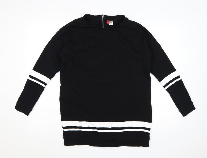 H&M Divided Womens Black White Long Sleeve Pullover Sweatshirt S