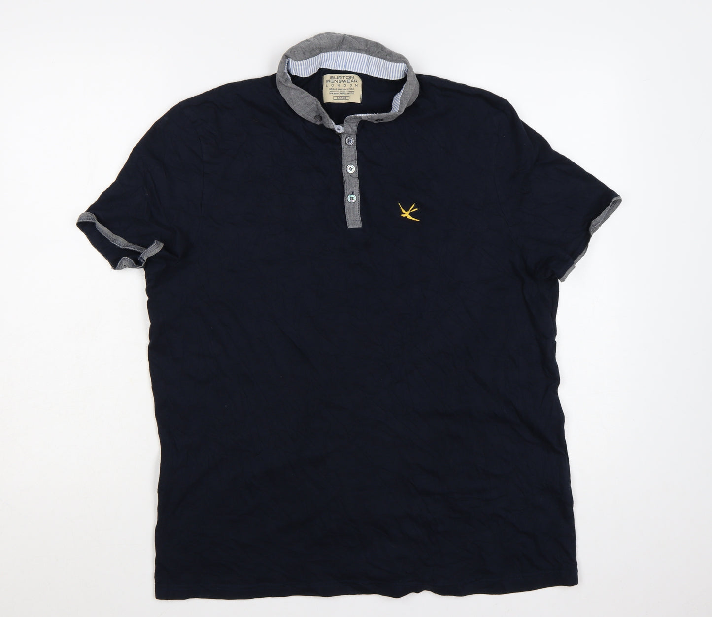 Burton Menswear London Men's Blue Cotton Polo Shirt Large