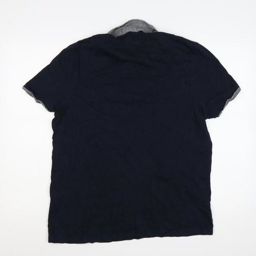 Burton Menswear London Men's Blue Cotton Polo Shirt Large