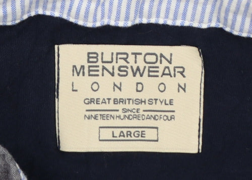 Burton Menswear London Men's Blue Cotton Polo Shirt Large