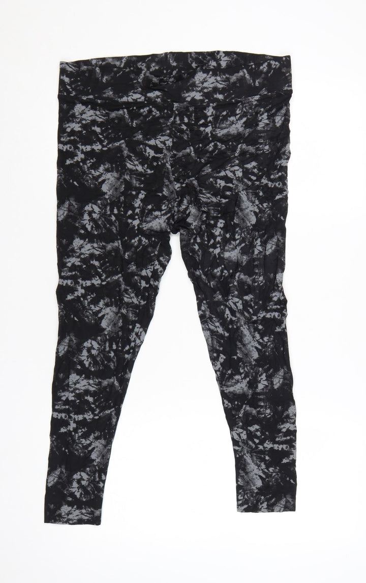 Marks and Spencer Womens Black Tie Dye Viscose Leggings Size 16 Short