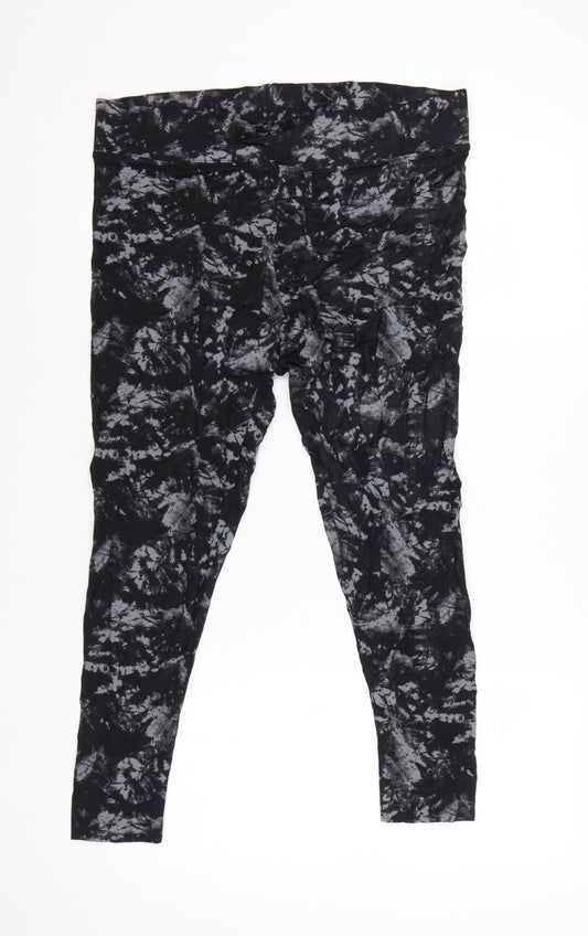 Marks and Spencer Womens Black Tie Dye Viscose Leggings Size 16 Short