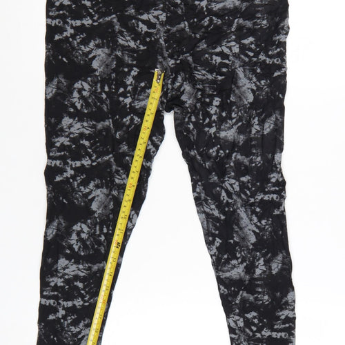 Marks and Spencer Womens Black Tie Dye Viscose Leggings Size 16 Short