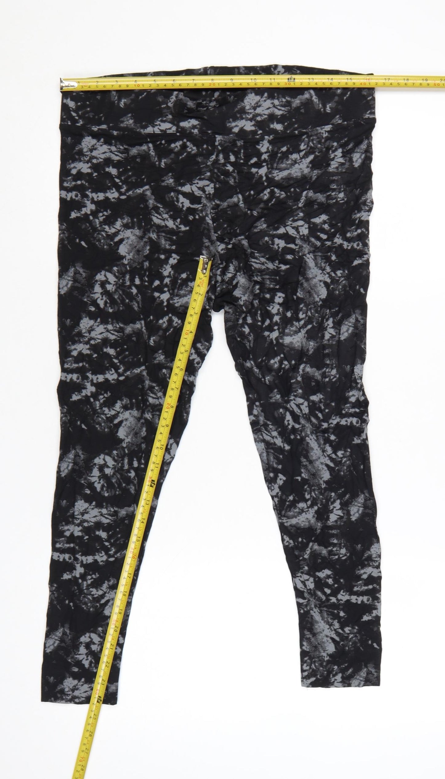 Marks and Spencer Womens Black Tie Dye Viscose Leggings Size 16 Short
