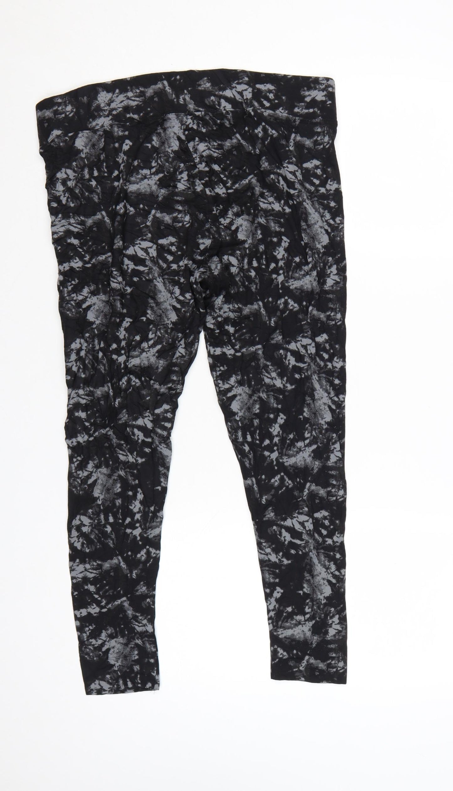 Marks and Spencer Womens Black Tie Dye Viscose Leggings Size 16 Short