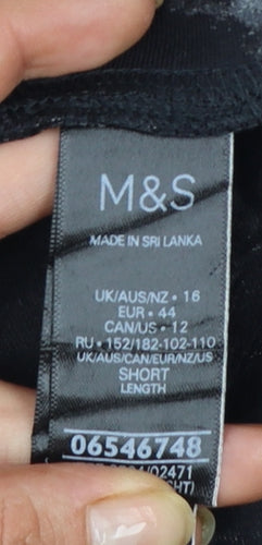 Marks and Spencer Womens Black Tie Dye Viscose Leggings Size 16 Short