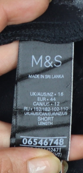 Marks and Spencer Womens Black Tie Dye Viscose Leggings Size 16 Short