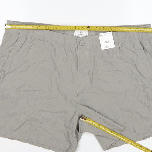 Marks and Spencer Men’s Grey Cotton Stretch Shorts 2XL Regular Fit