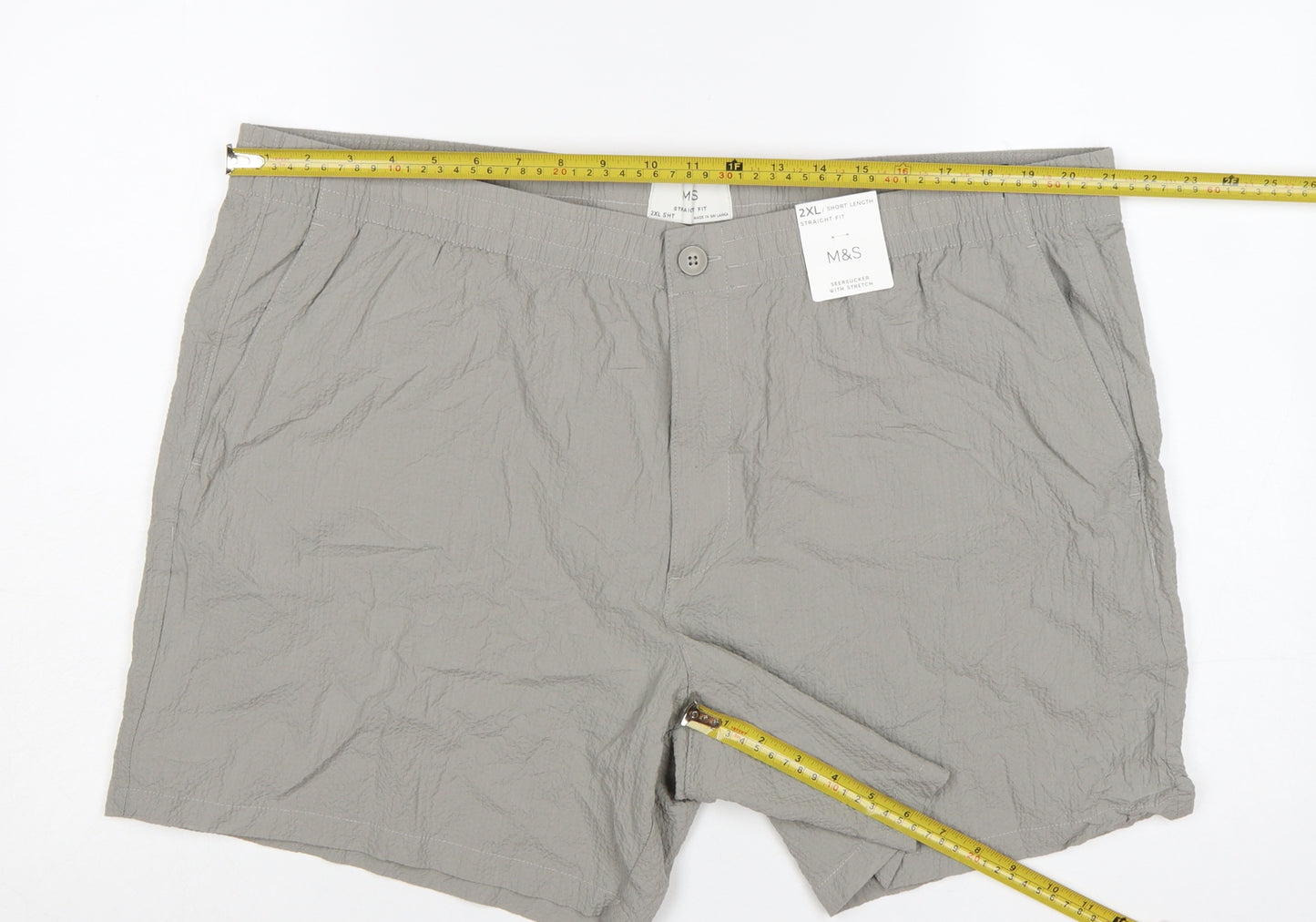 Marks and Spencer Men’s Grey Cotton Stretch Shorts 2XL Regular Fit