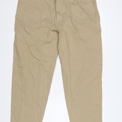 Marks and Spencer Womens Beige XL Cropped Trousers with Elastic Waist