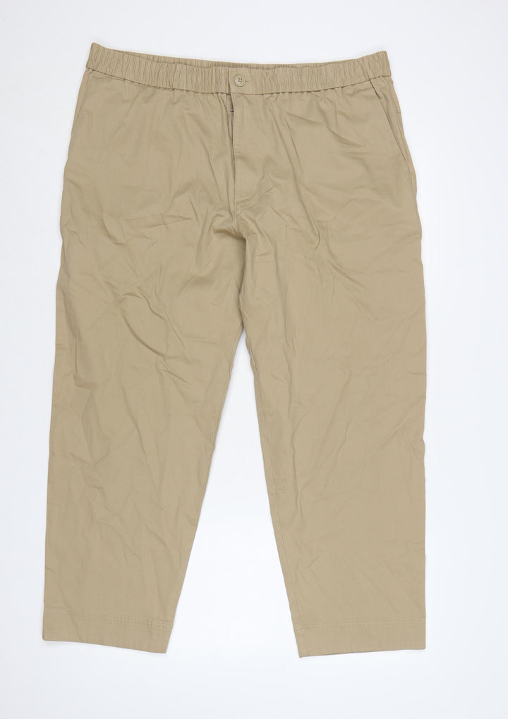 Marks and Spencer Womens Beige XL Cropped Trousers with Elastic Waist
