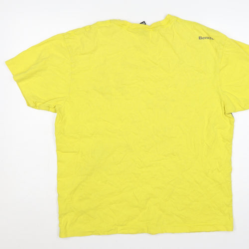 Bench Men's Yellow Graphic Print T-Shirt XL Cotton Crew Neck