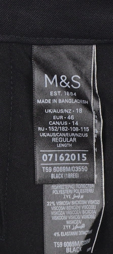Marks and Spencer Women Black Size 18 Stretch Straight Trousers