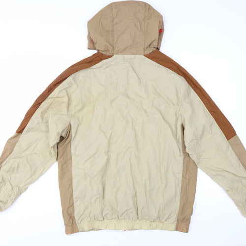 Nike Men's Beige Hooded Windbreaker Jacket Size M Lightweight Sports