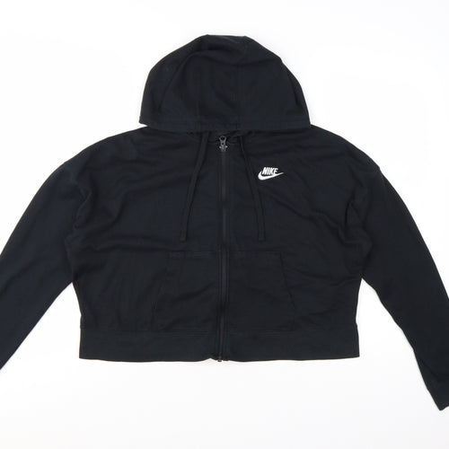Nike Women Black Full Zip Hoodie M - Polyester Cotton Blend