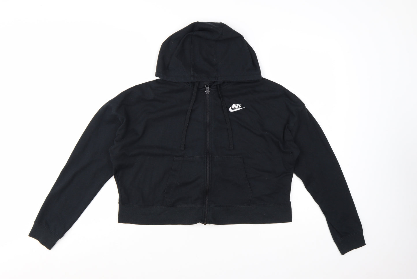 Nike Women Black Full Zip Hoodie M - Polyester Cotton Blend