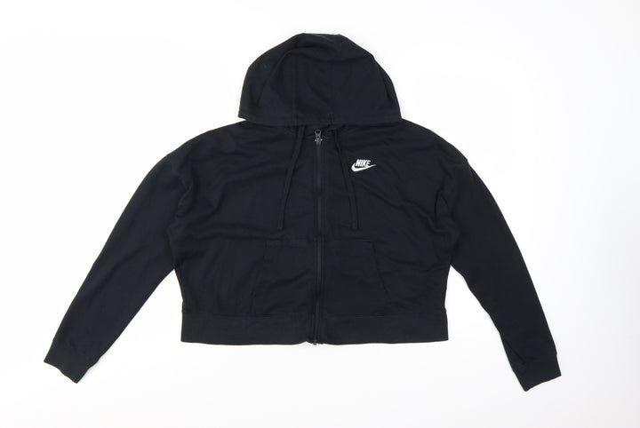 Nike Women Black Full Zip Hoodie M - Polyester Cotton Blend