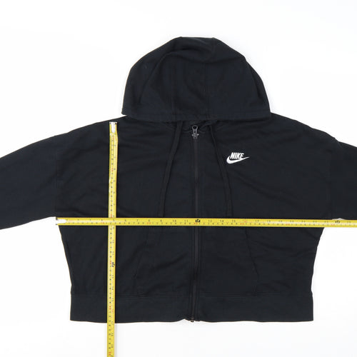 Nike Women Black Full Zip Hoodie M - Polyester Cotton Blend