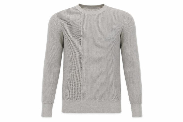 AllSaints Men's Grey Cotton Open-Knit Crew Neck Jumper Size S