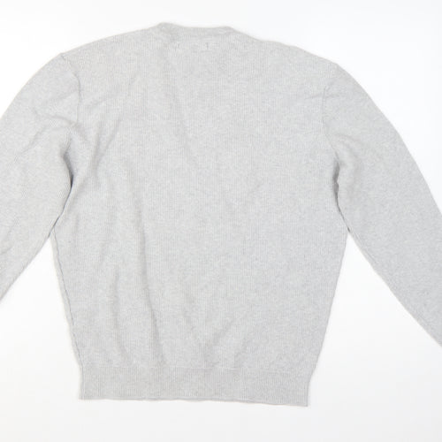 Zara Men's Grey Wool Jumper M Crew Neck Pullover Classic Knit
