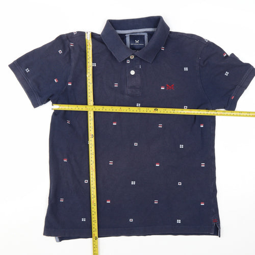 Crew Clothing Men’s Blue Geometric Cotton Polo Shirt Size M