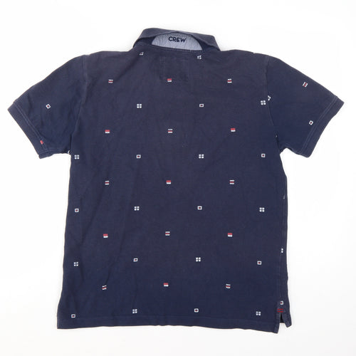Crew Clothing Men’s Blue Geometric Cotton Polo Shirt Size M