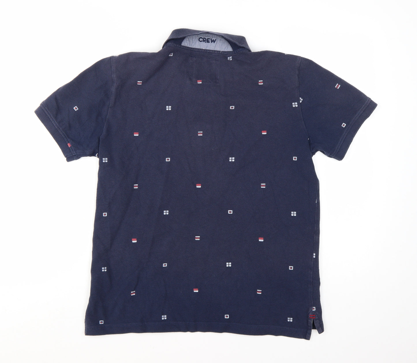 Crew Clothing Men’s Blue Geometric Cotton Polo Shirt Size M