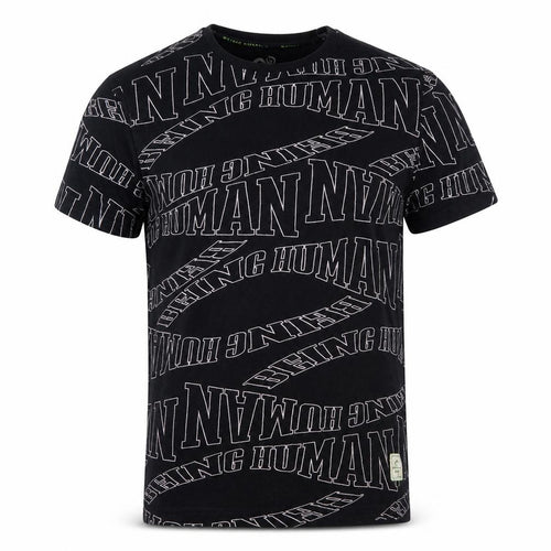 Being Human Men Black Graphic Logo Cotton Short Sleeve T-Shirt M