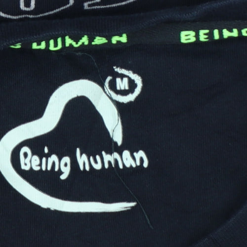Being Human Men Black Graphic Logo Cotton Short Sleeve T-Shirt M
