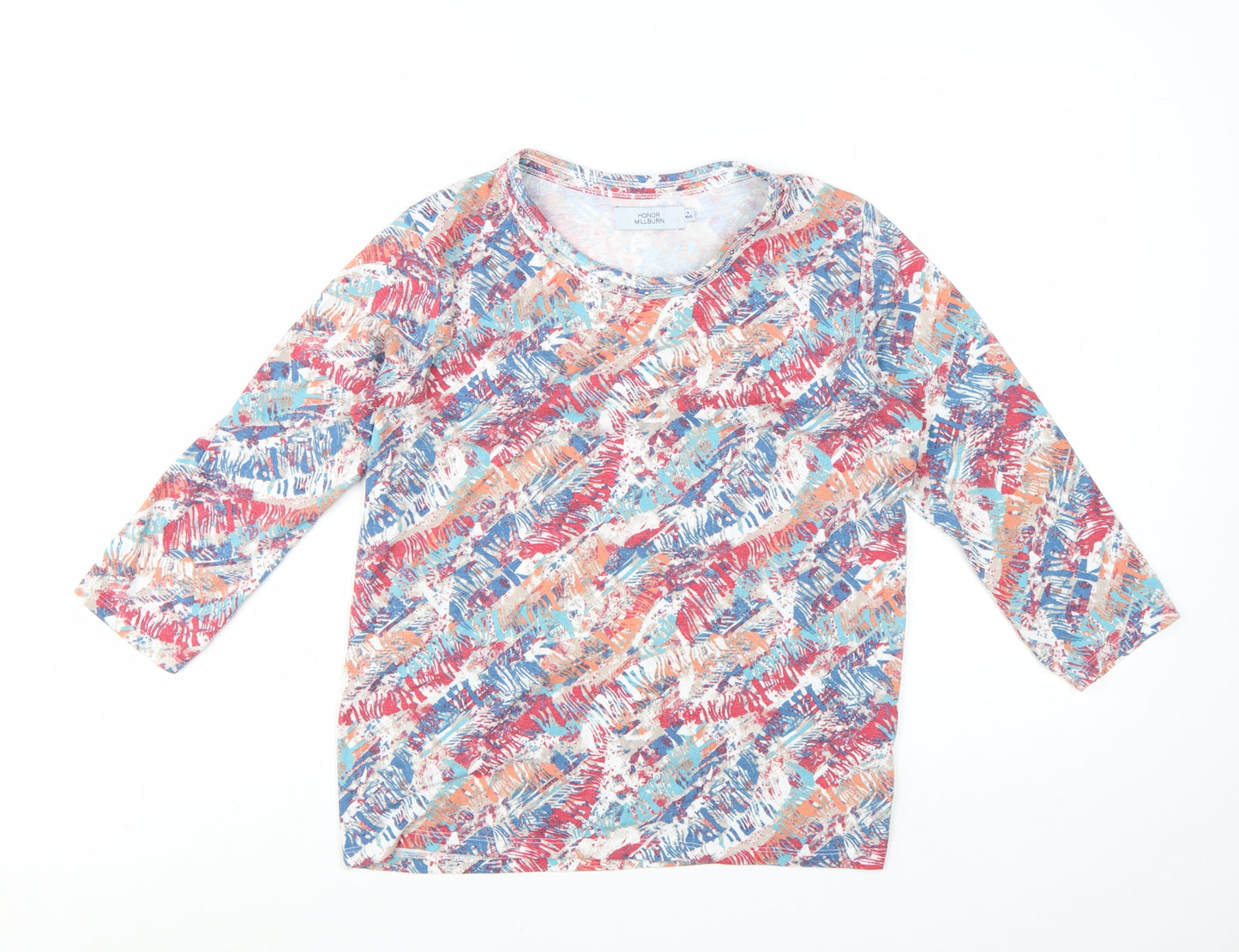 Honor Millburn Women's Multicoloured 3/4 Sleeve Stretch Top Size 10-12