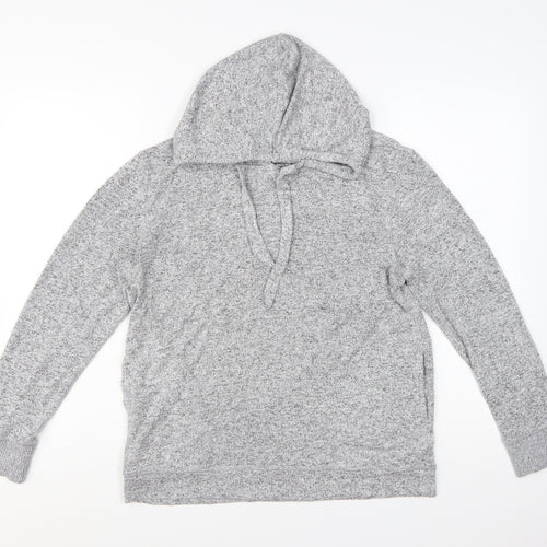 FatFace Women Grey Marl Viscose Blend Hooded Pullover UK 10