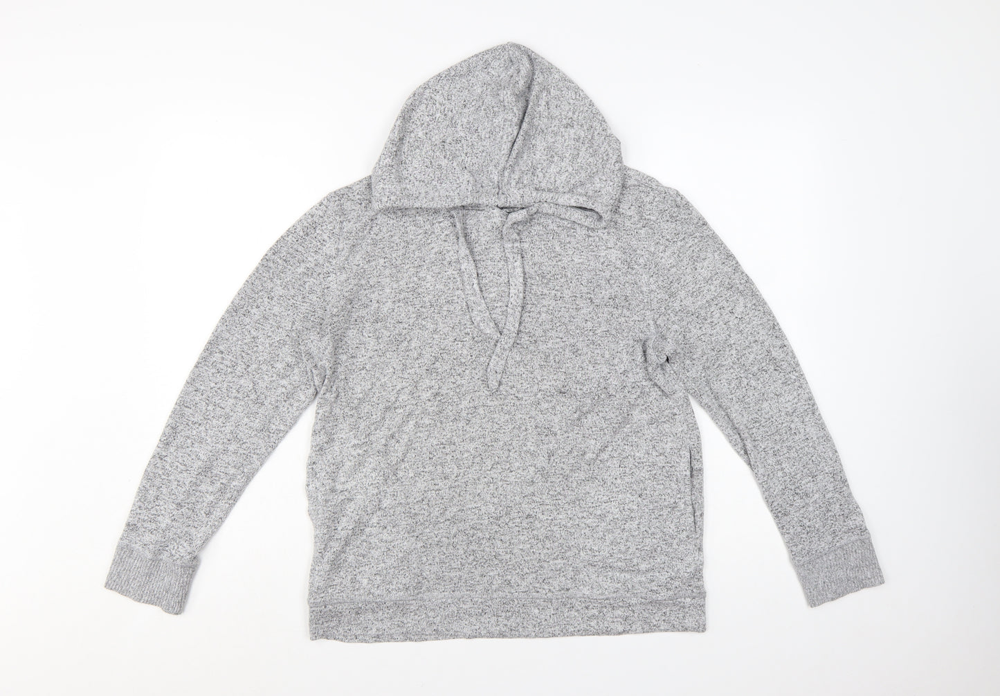 FatFace Women Grey Marl Viscose Blend Hooded Pullover UK 10