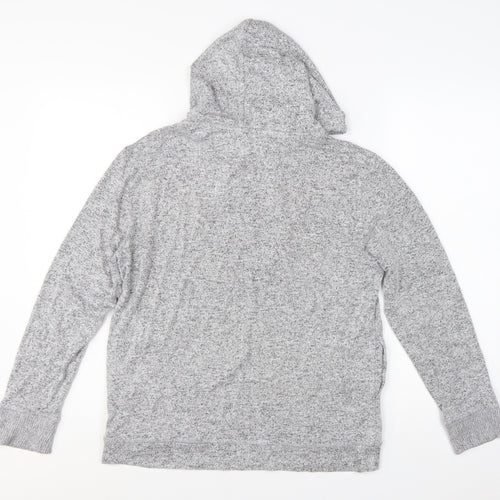 FatFace Women Grey Marl Viscose Blend Hooded Pullover UK 10