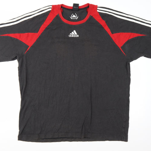 Adidas Men's Black Red XL Colourblock Sports T-Shirt