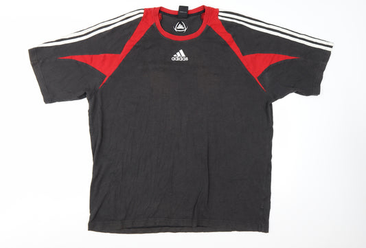 Adidas Men's Black Red XL Colourblock Sports T-Shirt