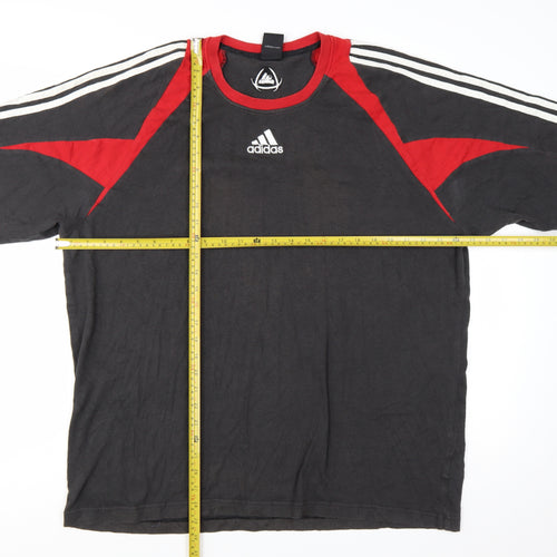 Adidas Men's Black Red XL Colourblock Sports T-Shirt