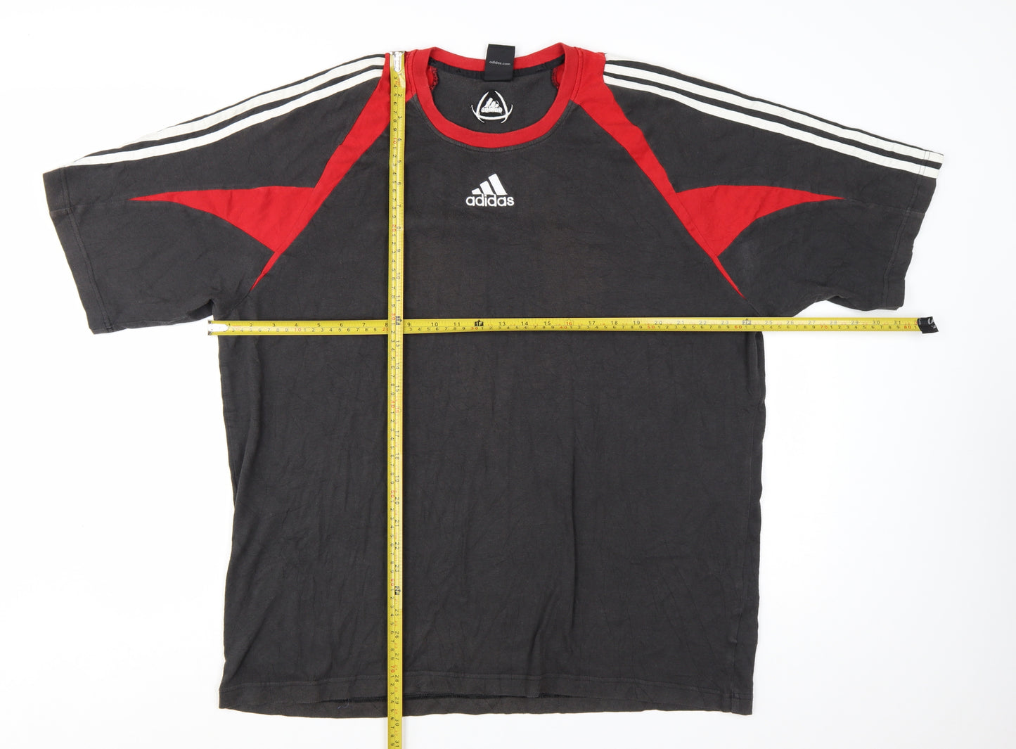 Adidas Men's Black Red XL Colourblock Sports T-Shirt