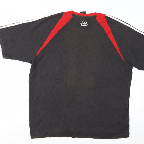 Adidas Men's Black Red XL Colourblock Sports T-Shirt