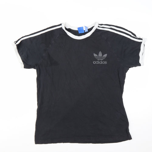 Adidas Men’s Black T-Shirt Size L Retro Sports Crew Neck