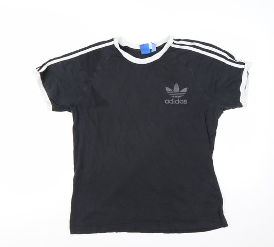 Adidas Men’s Black T-Shirt Size L Retro Sports Crew Neck